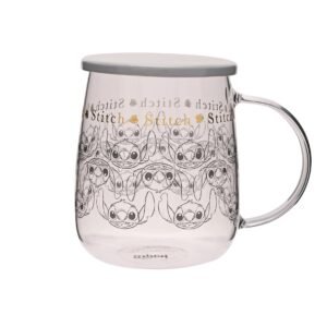 STITCH – Mug en Verre avec Couvercle 540ml