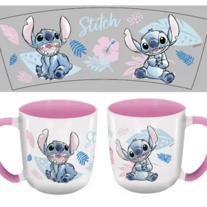 STITCH – Watercolor Rose – Mug Elite Intérieur Coloré – 384ml