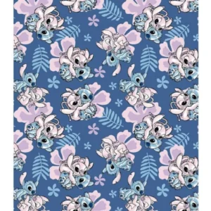 Plaid Polaire en flanelle Disney – Stitch – Bleu, Rose et Violet – 150×110 cm – Multicolore